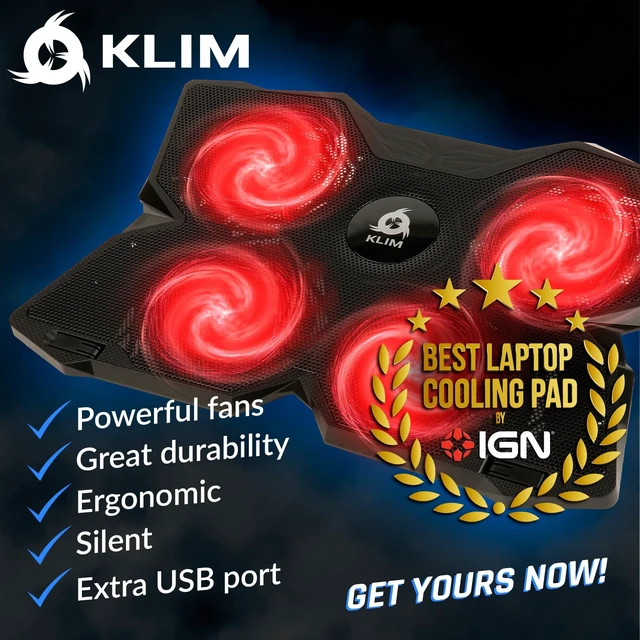 Alt view image 2 of 7 - Wind Laptop Cooling Pad - Support 11 to 17 Inch Laptops, PS4-4 Fans - Light, Quiet, Powerful Cooling - Gamer USB Slim Portable Laptop Stand - NEW 2021 Version - Black