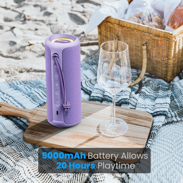Alt view image 3 of 7 - Boompro Bluetooth Speaker 36W Stereo Sound Bass Girl Woman Present - Purple Portable Speaker Bluetooth 5.3 Wireless USB Type C Outdoor and Travel, 5000mAh Up to 16H Playtime Indoor Home Party