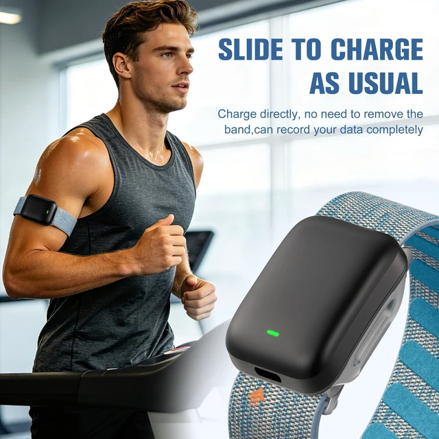 Alt view image 3 of 7 - Nylon Bicep Band Compatible with Whoop 5.0 Bands One, Peak and Life MG, Breathable Sport Adjustable Elastic Replacement Strap for Whoop Bicep Band 5.0 Fitness Activity Tracker, Blue