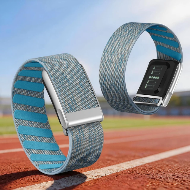 Alt view image 5 of 7 - Nylon Bicep Band Compatible with Whoop 5.0 Bands One, Peak and Life MG, Breathable Sport Adjustable Elastic Replacement Strap for Whoop Bicep Band 5.0 Fitness Activity Tracker, Blue
