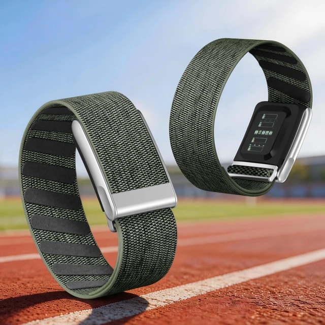 Alt view image 5 of 7 - Nylon Bicep Band Compatible with Whoop 5.0 Bands One, Peak and Life MG, Breathable Sport Adjustable Elastic Replacement Strap for Whoop Bicep Band 5.0 Fitness Activity Tracker, Green