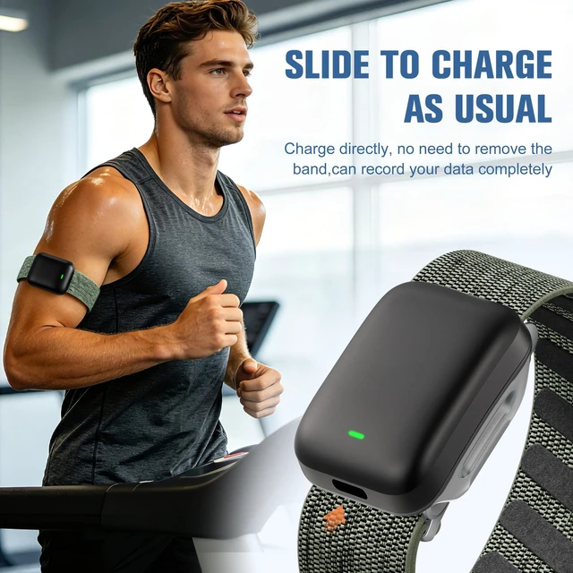 Alt view image 3 of 7 - Nylon Bicep Band Compatible with Whoop 5.0 Bands One, Peak and Life MG, Breathable Sport Adjustable Elastic Replacement Strap for Whoop Bicep Band 5.0 Fitness Activity Tracker, Green