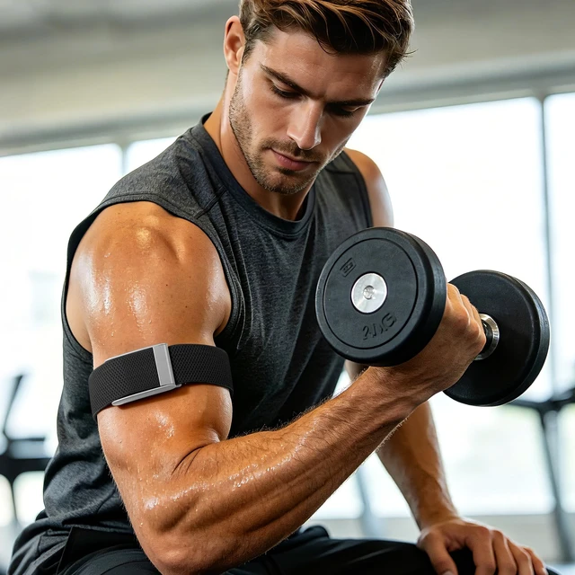 Alt view image 7 of 7 - Nylon Bicep Band Compatible with Whoop 5.0 Bands One, Peak and Life MG, Breathable Sport Adjustable Elastic Replacement Strap for Whoop Bicep Band 5.0 Fitness Activity Tracker, Black