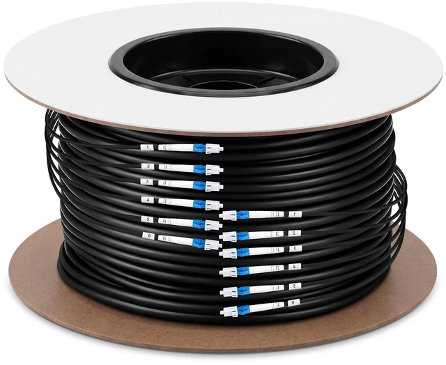 Main image of 75M/246FT 6 Core Single Mode LC to LC Armored Fiber Optic Cable 9/125um Patch Cord, Compatible with OS1 and OS2, LSZH Jacket