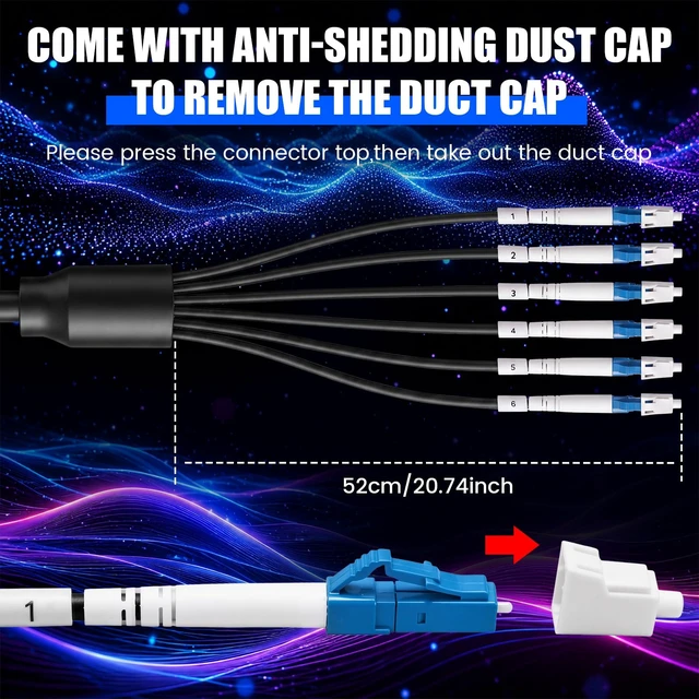 Alt view image 3 of 7 - 75M/246FT 6 Core Single Mode LC to LC Armored Fiber Optic Cable 9/125um Patch Cord, Compatible with OS1 and OS2, LSZH Jacket