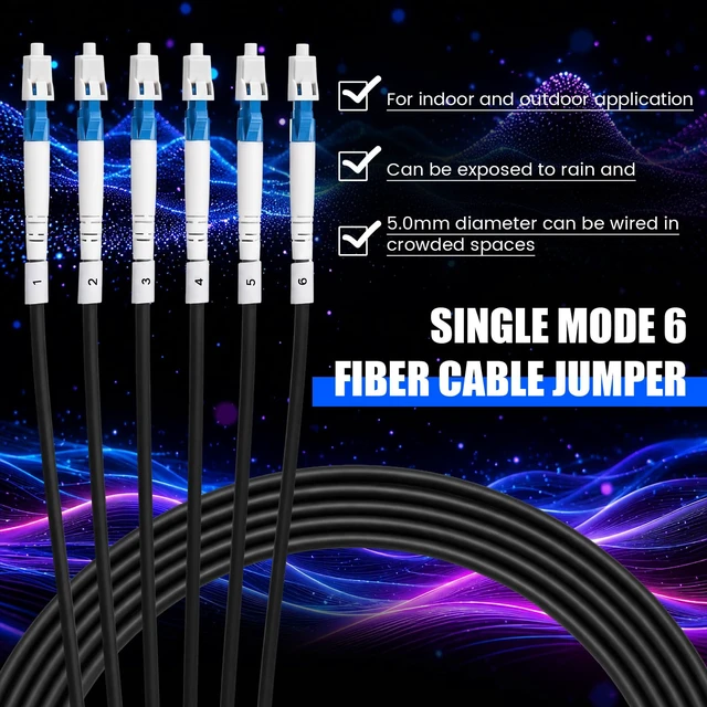 Alt view image 6 of 7 - 75M/246FT 6 Core Single Mode LC to LC Armored Fiber Optic Cable 9/125um Patch Cord, Compatible with OS1 and OS2, LSZH Jacket