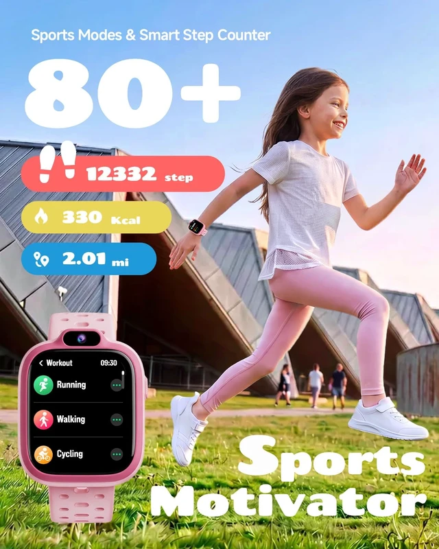 Alt view image 3 of 7 - Kids Smart Watch, Fitness Watch with Camera for Boys Girls 3-14 Pedometer, IP68 Waterproof, Heart Rate, Sleep Tracker, Puzzle Games, MP3, Video, Photo, Alarm, 80+ Sports, 100+ Dials, Gift