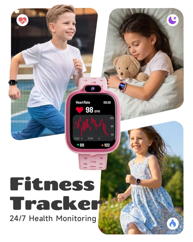 Alt view image 4 of 7 - Kids Smart Watch, Fitness Watch with Camera for Boys Girls 3-14 Pedometer, IP68 Waterproof, Heart Rate, Sleep Tracker, Puzzle Games, MP3, Video, Photo, Alarm, 80+ Sports, 100+ Dials, Gift