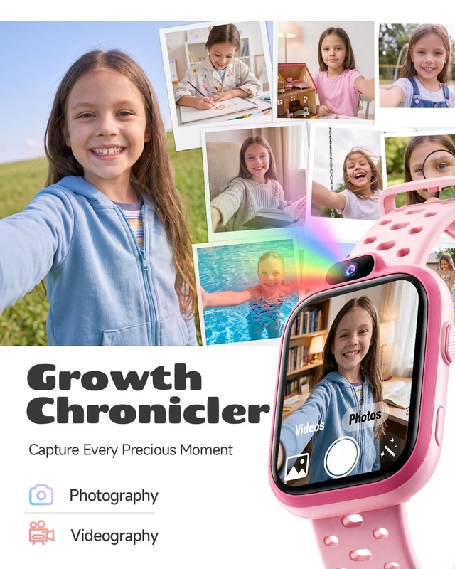 Alt view image 5 of 7 - Kids Smart Watch, Fitness Watch with Camera for Boys Girls 3-14 Pedometer, IP68 Waterproof, Heart Rate, Sleep Tracker, Puzzle Games, MP3, Video, Photo, Alarm, 80+ Sports, 100+ Dials, Gift