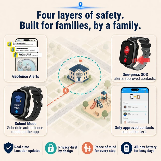 Alt view image 2 of 7 - Smart Watch for Kids With GPS Tracker, Video & Audio Call, SOS Alerts, HD Camera, School Mode, Parental Control, Kids Smart Watch With Preinstalled SIM Card, Safe Phone Watch for Boys & Girls (Black)