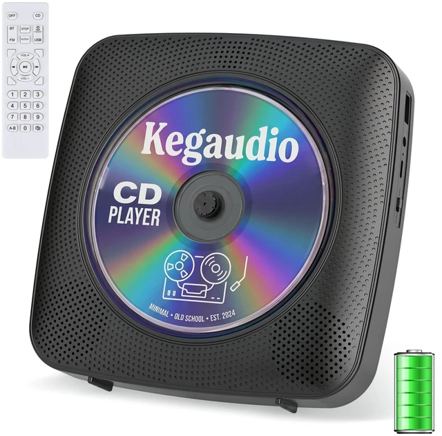 Main image of CD Player Portable Bluetooth Rechargeable: CD Players for Home with 1800mAh Desktop Wall CD Player with Speakers Dust Cover FM Radio USB AUX Jack Remote Control