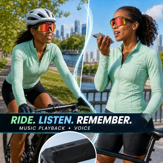 Alt view image 6 of 7 - AI Smart Glasses with Camera for Cycling & Outdoor Sports - Orange AI Translation, WiFi Transfer, Object Recognition, 4GB Storage,UV400 Bluetooth Sunglasses for Travel Commuting Tourism Skiing