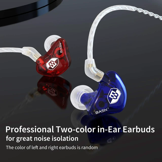 Alt view image 3 of 6 - Bsinger in Ear Monitor Headphone,IEM Earphone with Silver-Plated Cable Dual Dynamic Drivers IEM with Portable Case for Musician Drummer,Noise Isolating Earbuds for Immersive Gaming (Red/Blue)