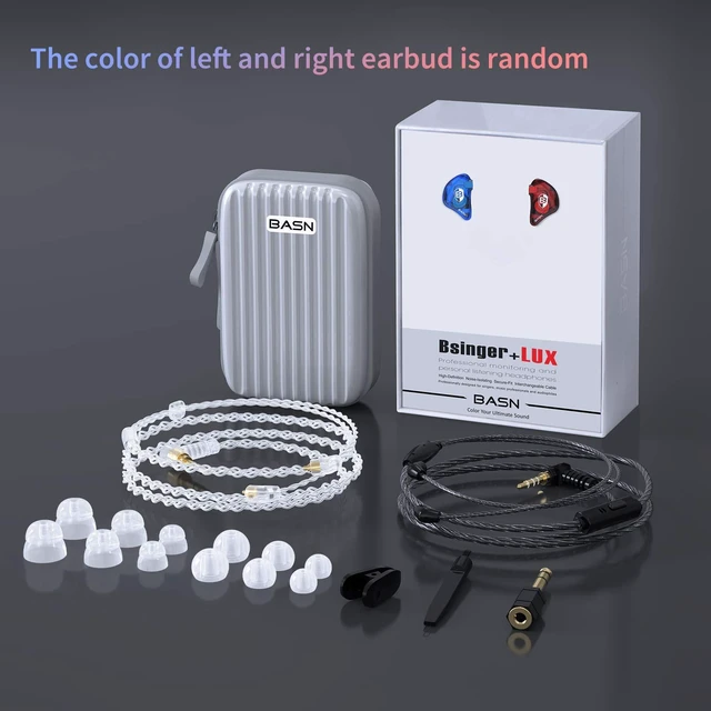 Alt view image 6 of 6 - Bsinger in Ear Monitor Headphone,IEM Earphone with Silver-Plated Cable Dual Dynamic Drivers IEM with Portable Case for Musician Drummer,Noise Isolating Earbuds for Immersive Gaming (Red/Blue)