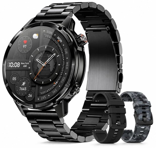 Main image of Rugged Smart Watch for Men, Standalone GPS, 1.43" AMOLED, 3 Bands Altimeter, Compass & Barometer, 5ATM Waterproof, 24H GPS Tracking,15-Day Battery, Bluetooth Calls, For Android & iPhone,Black