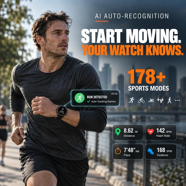 Alt view image 6 of 7 - Rugged Smart Watch for Men, Standalone GPS, 1.43" AMOLED, 3 Bands Altimeter, Compass & Barometer, 5ATM Waterproof, 24H GPS Tracking,15-Day Battery, Bluetooth Calls, For Android & iPhone,Black