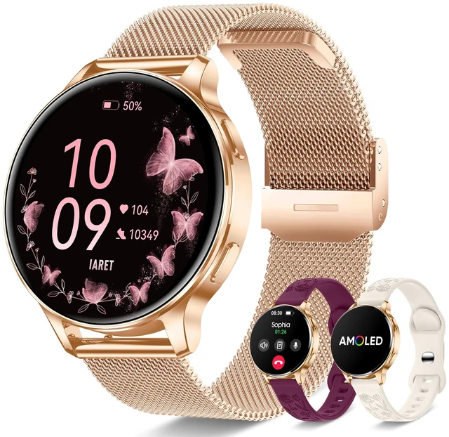 Main image of Smart Watch for Women, 1.27" AMOLED HD Fitness Tracker with 3 Bands, Heart Rate SpO2 Sleep Monitor, 120+ Sport Modes, Call & Notifications, Smartwatch for Android iPhone, 40mm
