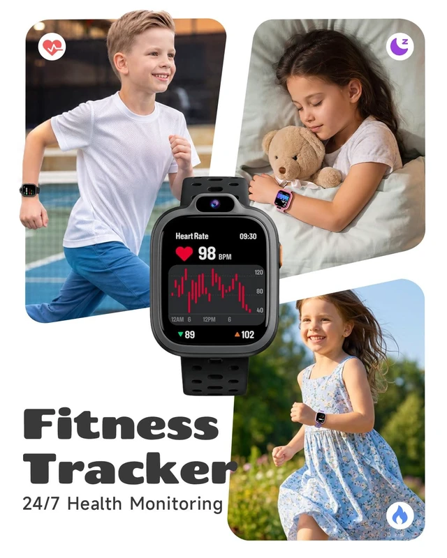 Alt view image 4 of 7 - Kids Smart Watch, Fitness Watch with Camera for Boys Girls 3-14 Pedometer, IP68 Waterproof, Heart Rate, Sleep Tracker, Puzzle Games, MP3, Video, Photo, Alarm, 80+ Sports, 100+ Dials, Gift