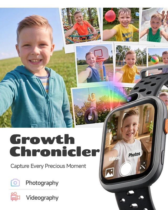 Alt view image 5 of 7 - Kids Smart Watch, Fitness Watch with Camera for Boys Girls 3-14 Pedometer, IP68 Waterproof, Heart Rate, Sleep Tracker, Puzzle Games, MP3, Video, Photo, Alarm, 80+ Sports, 100+ Dials, Gift