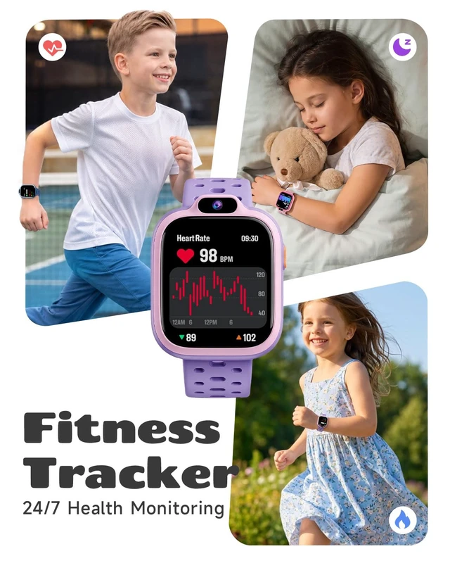 Alt view image 4 of 7 - Kids Smart Watch, Fitness Watch with Camera for Boys Girls 3-14 Pedometer, IP68 Waterproof, Heart Rate, Sleep Tracker, Puzzle Games, MP3, Video, Photo, Alarm, 80+ Sports, 100+ Dials, Gift