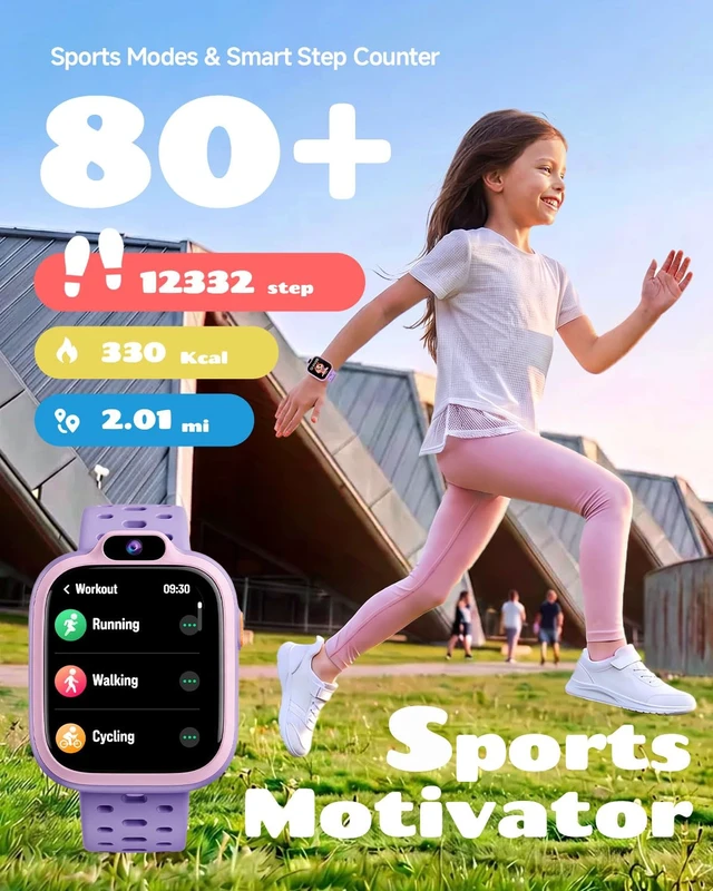 Alt view image 3 of 7 - Kids Smart Watch, Fitness Watch with Camera for Boys Girls 3-14 Pedometer, IP68 Waterproof, Heart Rate, Sleep Tracker, Puzzle Games, MP3, Video, Photo, Alarm, 80+ Sports, 100+ Dials, Gift