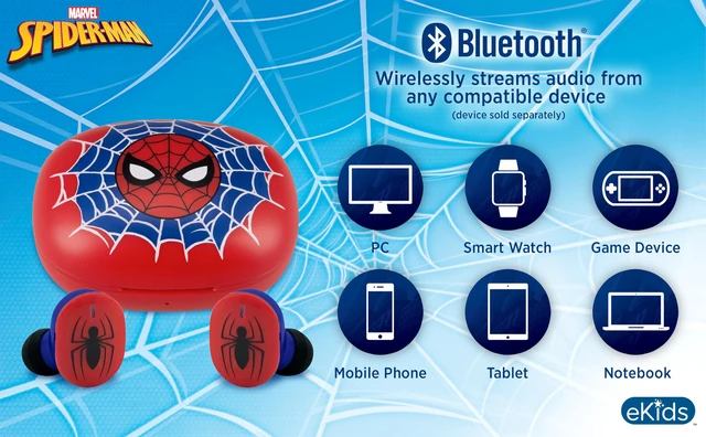 Alt view image 6 of 7 - Spiderman Wireless Earbuds with Mic, Bluetooth Earbuds with Charging Case