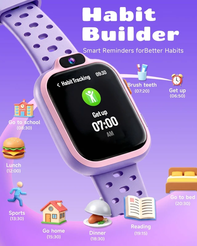 Alt view image 7 of 7 - Kids Smart Watch, Fitness Watch with Camera for Boys Girls 3-14 Pedometer, IP68 Waterproof, Heart Rate, Sleep Tracker, Puzzle Games, MP3, Video, Photo, Alarm, 80+ Sports, 100+ Dials, Gift