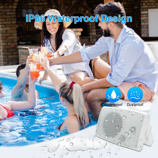 Alt view image 2 of 7 - 400W 6.5 Inch Passive Outdoor Speakers Wired Waterproof,2 Way Wall Mounted Speakers with Powerful Bass for Patio Home Indoor Poolside Deck Backyard (Pair,White)