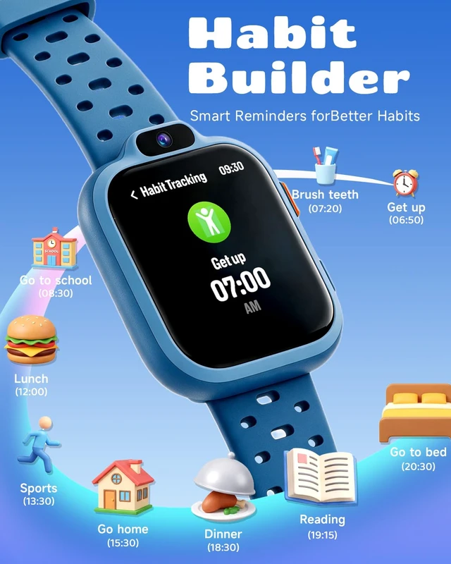 Alt view image 7 of 7 - Kids Smart Watch, Fitness Watch with Camera for Boys Girls 3-14 Pedometer, IP68 Waterproof, Heart Rate, Sleep Tracker, Puzzle Games, MP3, Video, Photo, Alarm, 80+ Sports, 100+ Dials, Gift