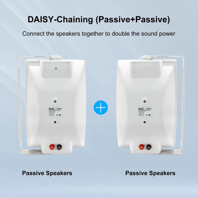 Alt view image 5 of 7 - 400W 6.5 Inch Passive Outdoor Speakers Wired Waterproof,2 Way Wall Mounted Speakers with Powerful Bass for Patio Home Indoor Poolside Deck Backyard (Pair,White)