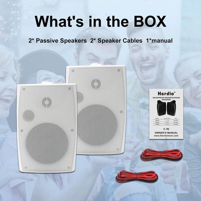 Alt view image 6 of 7 - 400W 6.5 Inch Passive Outdoor Speakers Wired Waterproof,2 Way Wall Mounted Speakers with Powerful Bass for Patio Home Indoor Poolside Deck Backyard (Pair,White)