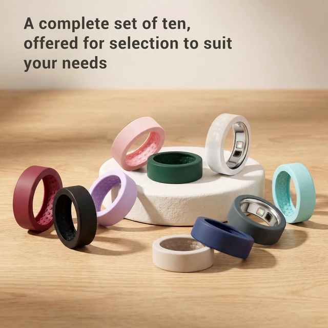 Alt view image 7 of 7 - 10 Pack Ring Cover Compatible with Oura Ring 5 Support Charging with Cover on, anti-scratch ultra-thin silicone, non-slip, anti-yellowing, assorted colors, skin-friendly
