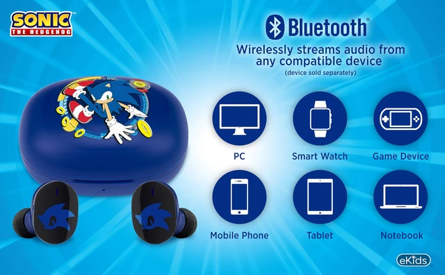 Alt view image 6 of 7 - Sonic The Hedgehog Wireless Earbuds with Mic, Bluetooth Earbuds for Kids