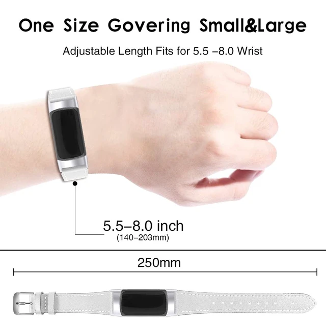 Alt view image 3 of 5 - Leather Bands Compatible with Fitbit Charge 6/Charge 5, Replacement Genuine Leather Straps for Women Men