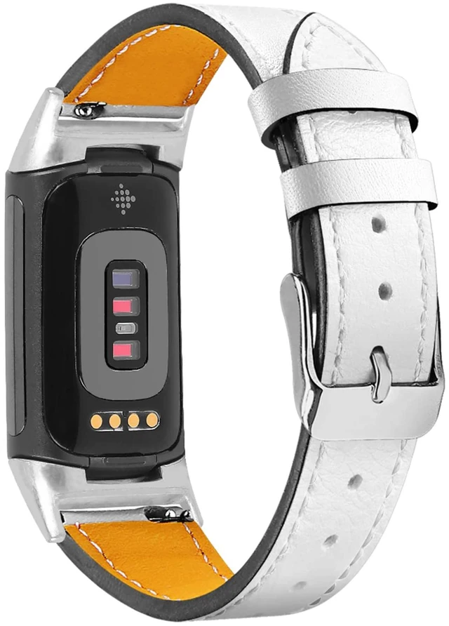 Main image of Leather Bands Compatible with Fitbit Charge 6/Charge 5, Replacement Genuine Leather Straps for Women Men