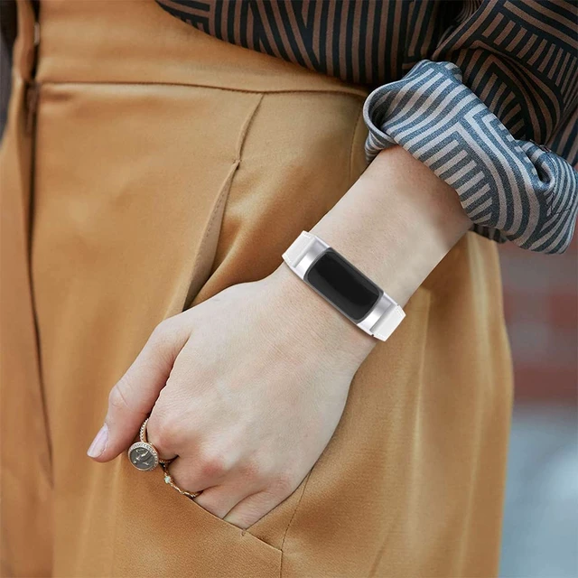 Alt view image 5 of 5 - Leather Bands Compatible with Fitbit Charge 6/Charge 5, Replacement Genuine Leather Straps for Women Men