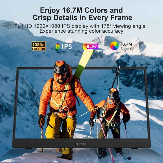 Alt view image 2 of 7 - Portable Monitor 15.6" FHD HDR IPS Travel Laptop Screen Extender With Protective Case,1080P USB-C HDMI Plug&Play External Display,Dual Speakers,Kickstand,for Mac/Phone/Gaming Device