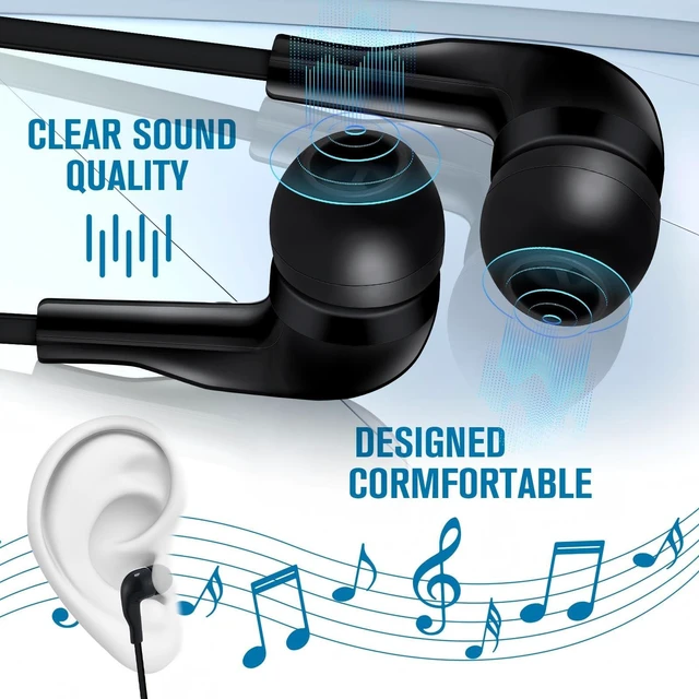 Alt view image 3 of 7 - 60 Pack Wired Earbuds Bulk with 3.5mm Jack, Multicolored In-ear Headphones for Classroom, Individually Bagged Earphones Bulk for School Students, Kids Supplies