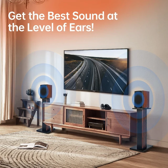 Alt view image 6 of 7 - Pair-27.5 Inch (70CM)-Wood Speaker Stands, 110lbs Weight Capacity for Home-Cinema HiFi Desktop and Satellite Speakers Monitor Stands, Enhanced Audio Listening Experience for Home Theaters
