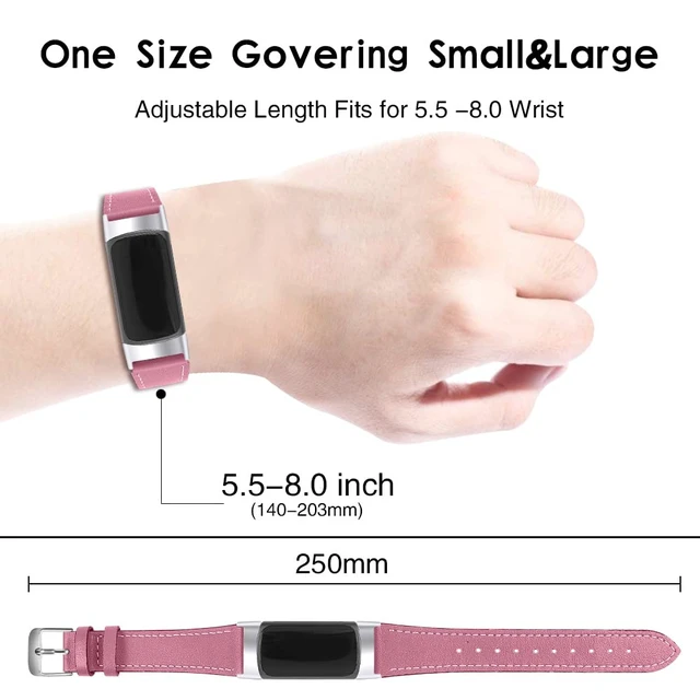 Alt view image 4 of 6 - Leather Bands Compatible with Fitbit Charge 6/Charge 5, Replacement Genuine Leather Straps for Women Men