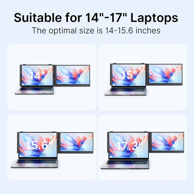 Alt view image 4 of 7 - Laptop Screen Extender - Ultra-Thin 1.3lbs 14" FHD IPS Dual Portable Monitor Extension for Laptop, Attachment Plug & Play for 13-17" Laptops, Second Extra Travel Display for Windows/Mac/Android