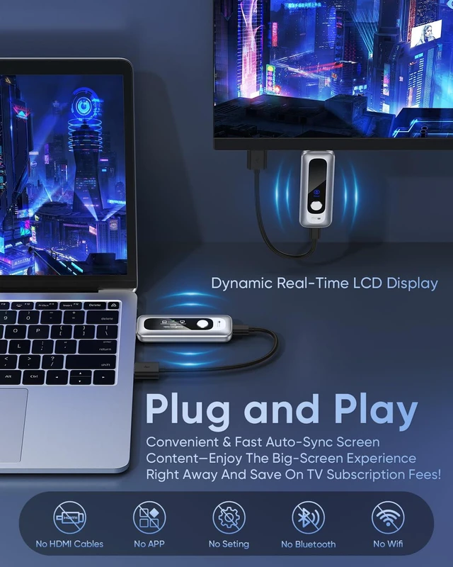 Alt view image 2 of 7 - Wireless HDMI Transmitter and Receiver 328FT/100M Real-Time LCD Display Plug&Play,Dynamic LCD Screen, 4K Decode 1080P Output, 2.4G+5G, Wireless HDMI Extender for Laptop PC,Projector,TV Box,Monitor