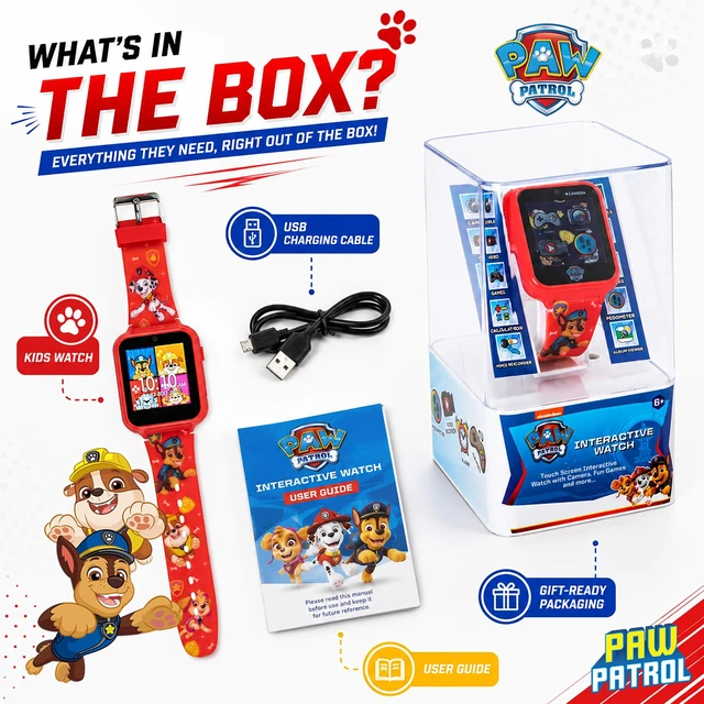 Alt view image 7 of 7 - Paw Patrol Smart Watch with Camera for Kids and Toddlers - Interactive Smartwatch for Boys & Girls Featuring Games, Voice Recorder, Calculator, Pedometer, Alarm, Stopwatch, with USB Cable