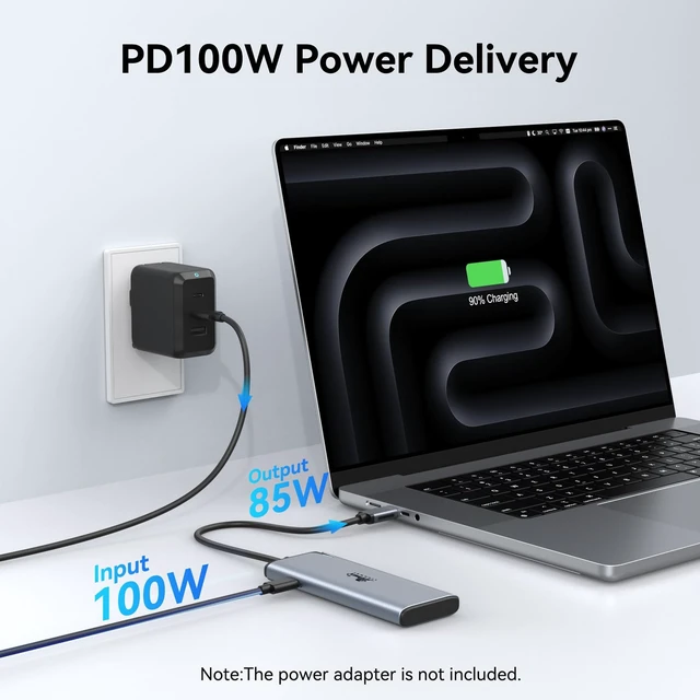 Alt view image 5 of 7 - USB C Splitter Dual Monitors for MacBook Pro, 2USB-C Video Output 4K@60Hz, 10Gbps Data Transfer, 100W PD Charging, Dual Monitor Adapter Dongle for USB C Monitor, Windows, MacBook Pro/Air