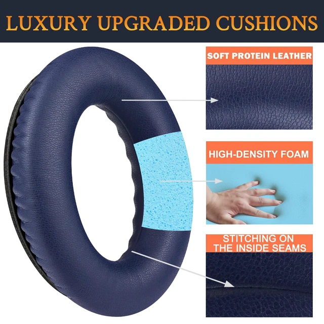 Alt view image 3 of 6 - Earpads for Bose QC35, QC35 ii, QC45 - Blue