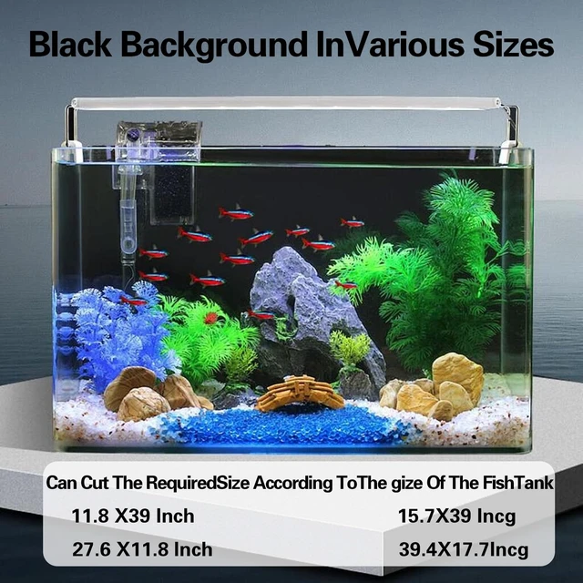Alt view image 7 of 7 - Black Aquarium Background Film, Static Cling PVC, 19.6" H × 59" W Glue-Free Static Cling Easy to Apply No Residue Blocks Rear Light Makes Fish Colors Stand Out Reusable
