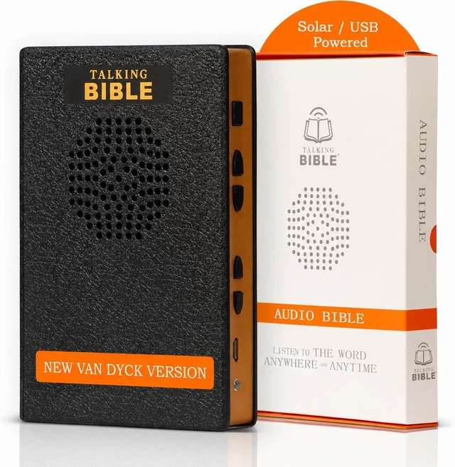 Main image of Arabic Audio Bible Player Rechargeable Black For Seniors Kids The Blind Solar + USB Rechargeable Complete Van Dyck Arabic Bible Old & New Testament