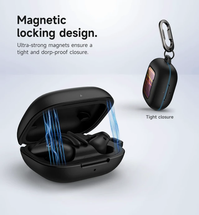 Alt view image 3 of 7 - for Beats Powerbeats Pro 2 Case Cover, Magnetic Locking Cases for Beats Powerbeats Pro 2 2025, Shockproof Bumper Protective Covers with Carabiner & Keyring & Cleaner Kit, Iridescent Sparkle