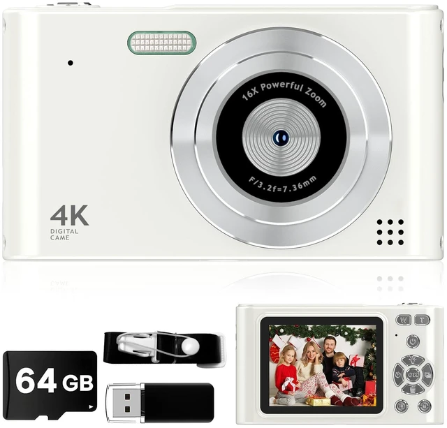 Main image of Digital Kids Camera 1080P Vlog Camera with 64GB, Lanyard, 16X Zoom Anti Shake, Card Reader 44MP Compact Portable Point Shoot Digicam for Kid Teen Girl Boy