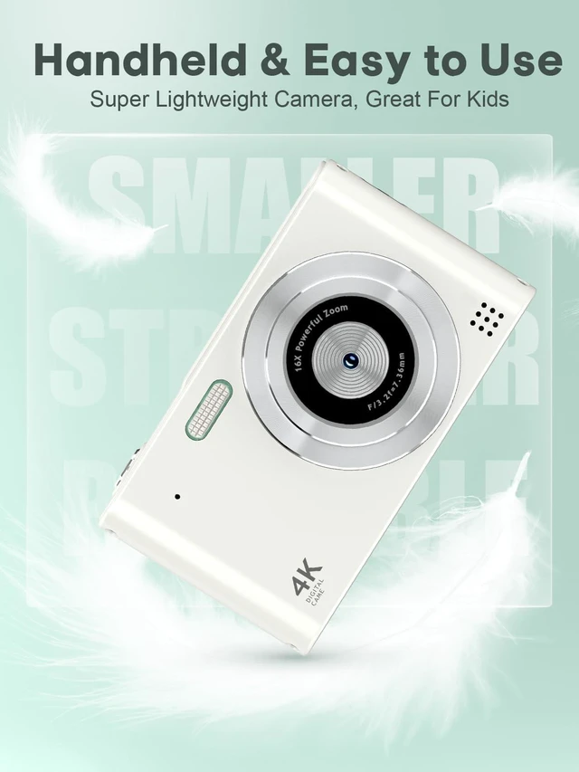 Alt view image 2 of 6 - Digital Kids Camera 1080P Vlog Camera with 64GB, Lanyard, 16X Zoom Anti Shake, Card Reader 44MP Compact Portable Point Shoot Digicam for Kid Teen Girl Boy